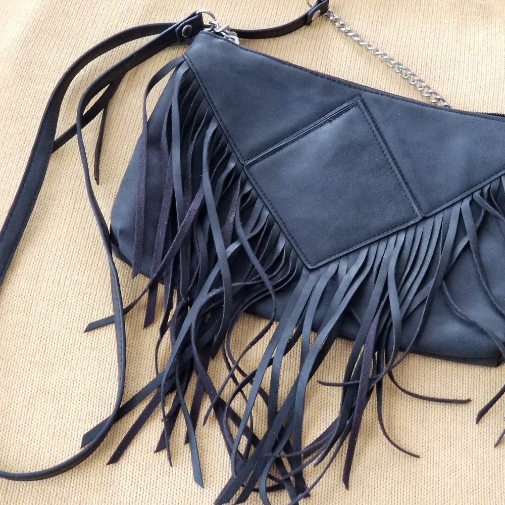Adorable Black Fringe Crossbody